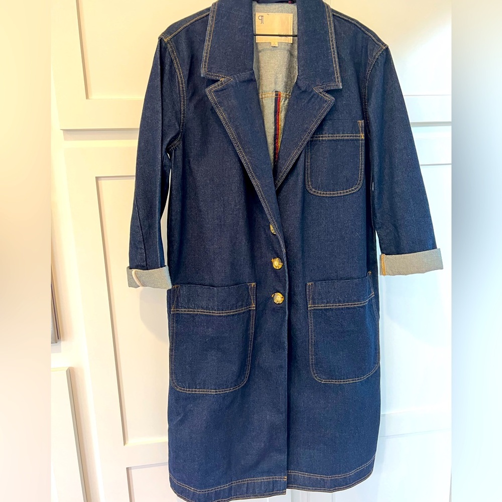 Pilcro Anthropologie Polished Denim Trench Coat. Like new